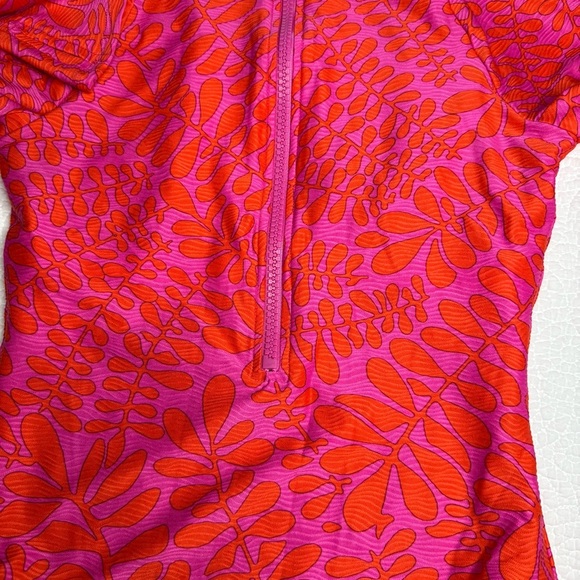 Pink and Orange Long Sleeve One Piece Swimsuit - Picture 14 of 14